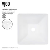VIGO Hibiscus White Handmade Countertop Matte Stone Square Vessel Bathroom Sink in Matte White