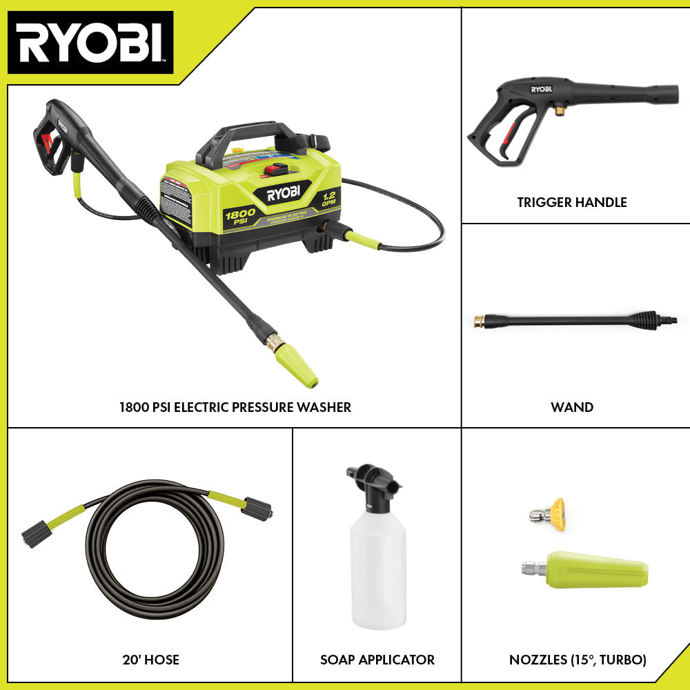 RYOBI 1,800 PSI 1.2 GPM Wheeled Electric Pressure Washer