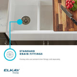 Farmhouse Apron Front Fireclay 33 in. Double Bowl Kitchen Sink in White with Aqua Divide