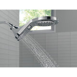 HydroRain Two-in-One 5-Spray 7.9 in. Double Wall Mount Fixed Shower Head in Chrome - Super Arbor
