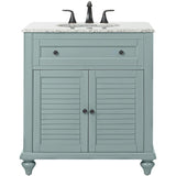 Hamilton Shutter 25 in. W x 22 in. D Bath Vanity in Sea Glass with Granite Vanity Top in Grey - Super Arbor