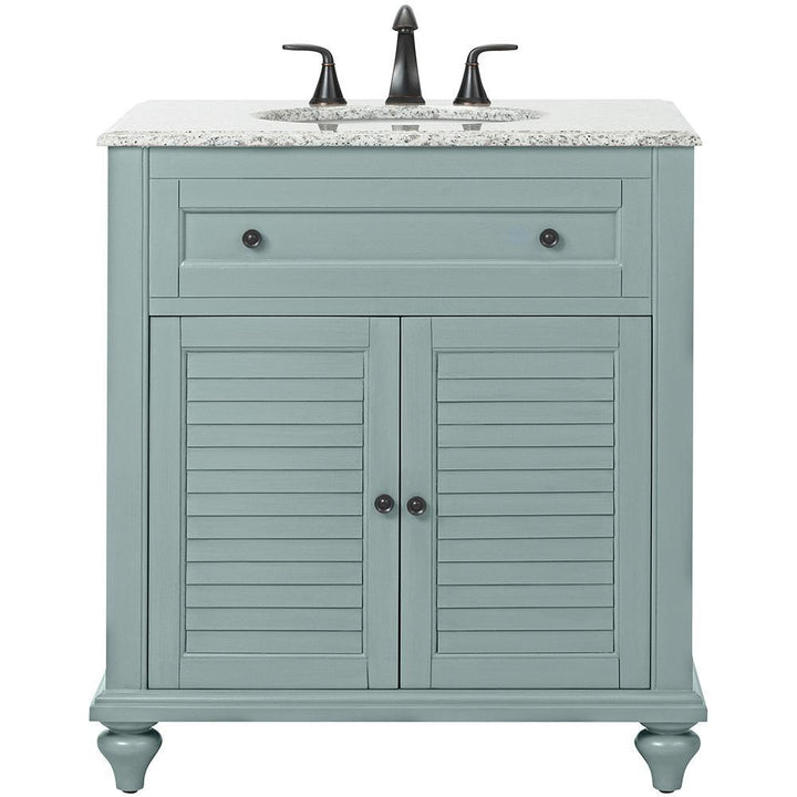 Hamilton Shutter 25 in. W x 22 in. D Bath Vanity in Sea Glass with Granite Vanity Top in Grey - Super Arbor