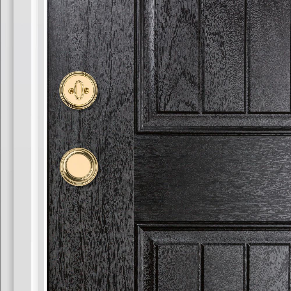 Prestige Avendale Single Cylinder Lifetime Polished Brass Door Handleset with Alcott Door Knob feat SmartKey Security - Super Arbor