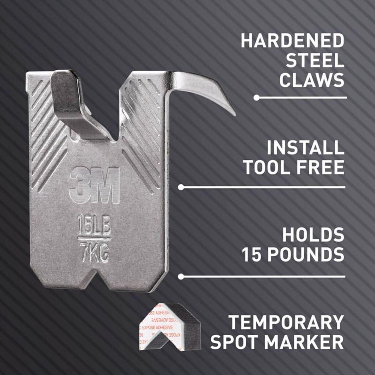 3M Claw Silver Drywall Picture Hanger, 15 lb Capacity, 5 Pack