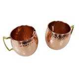 Solid Round Pair of 100% Copper Moscow Mule Mug Cups with Straws 17 oz Hammered Handcrafted 5