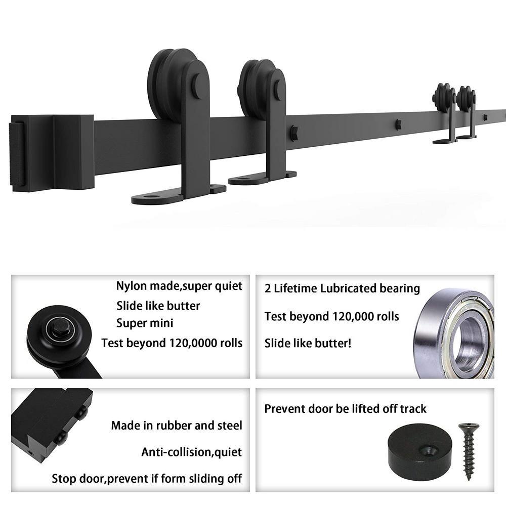 12 ft. /144 in. Top Mount Sliding Barn Door Hardware Track Kit for Double Doors with Non-Routed Floor Guide - Super Arbor