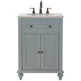 Hamilton Shutter 25 in. W x 22 in. D Bath Vanity in Sea Glass with Granite Vanity Top in Grey - Super Arbor