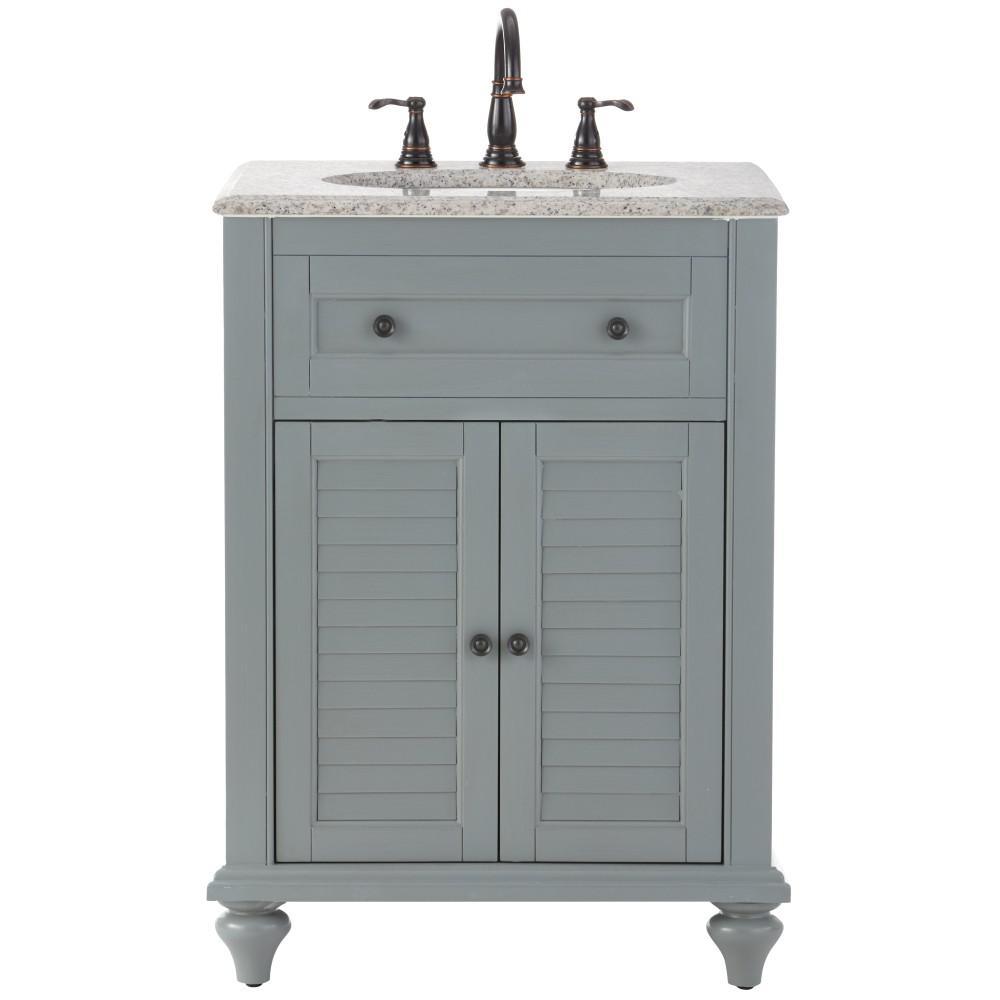 Hamilton Shutter 49-1/2 in. W x 22 in. D Bath Vanity in Ivory with Granite Vanity Top in Grey - Super Arbor