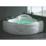 60 in. Acrylic Offset Drain Corner Apron Front Whirlpool Bathtub in White - Super Arbor