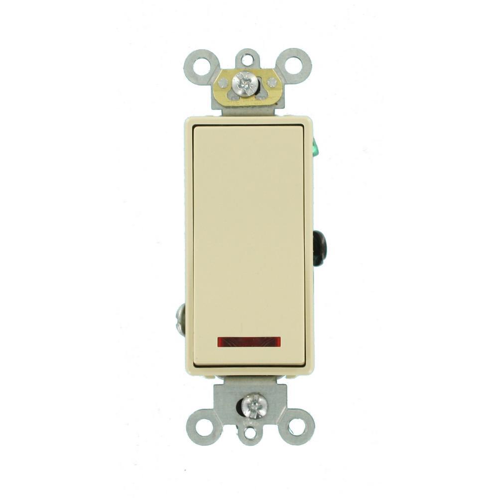 20 Amp Decora Plus Commercial Grade Single Pole Rocker Switch with Pilot Light, White - Super Arbor