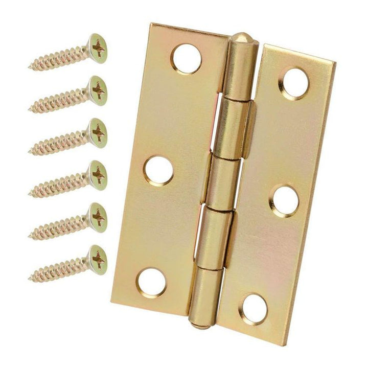 2-1/2 in. x 2-1/2 in. Satin Brass Narrow Utility Hinge Non-Removable Pin (2 per Pack)
