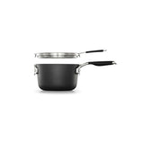 Select Space Saving 3.5 qt. Hard-Anodized Aluminum Nonstick Sauce Pan in Black with Glass Lid