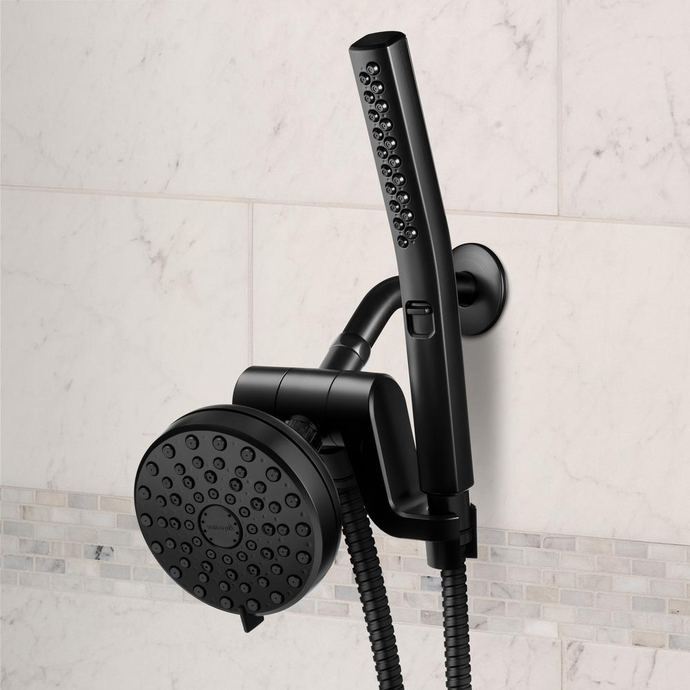 12-Spray High Pressure 1.8 GPM 5 in. Wall Mount Dual Shower Head and Handheld Shower Head in Matte Black - Super Arbor