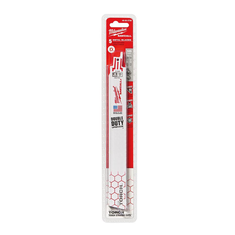 9 in. 18 TPI Torch Medium Metal Cutting SAWZALL Reciprocating Saw Blades (5-Pack) - Super Arbor