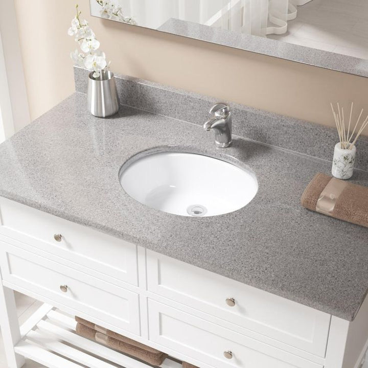 MR Direct Undermount Porcelain Bathroom Sink in White with Pop-Up Drain in Chrome