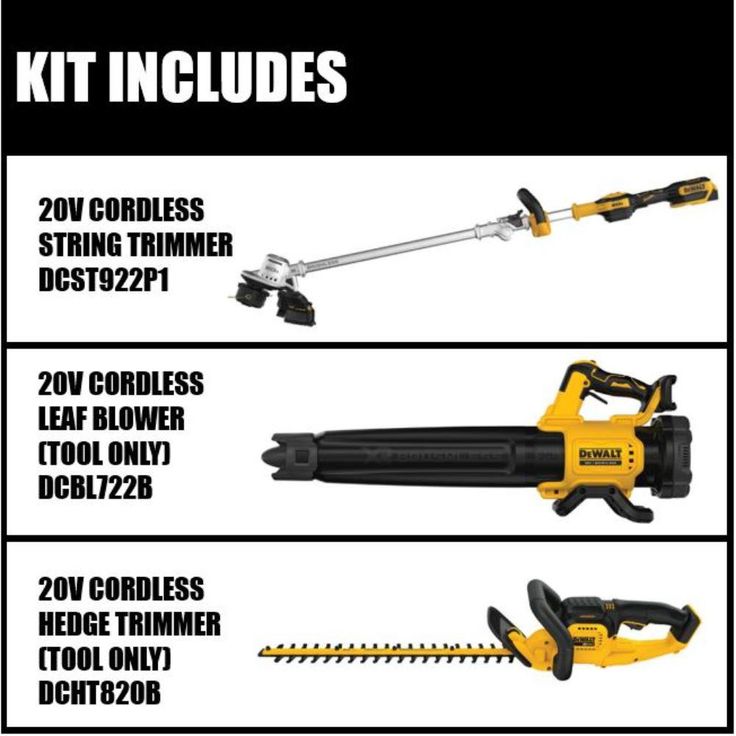 DEWALT 14 in. 20V MAX Brushless Cordless String Trimmer with Bonus Bare Cordless Handheld Blower and Hedge Trimmer Included