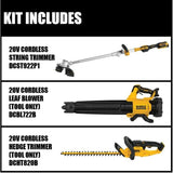 DEWALT 14 in. 20V MAX Brushless Cordless String Trimmer with Bonus Bare Cordless Handheld Blower and Hedge Trimmer Included