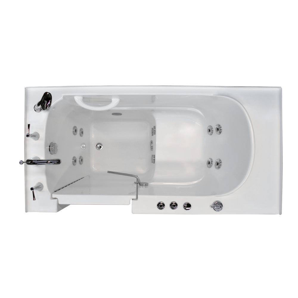 60 in. Walk-In Whirlpool Bathtub in White with 1.6 GPF Single Flush Toilet - Super Arbor