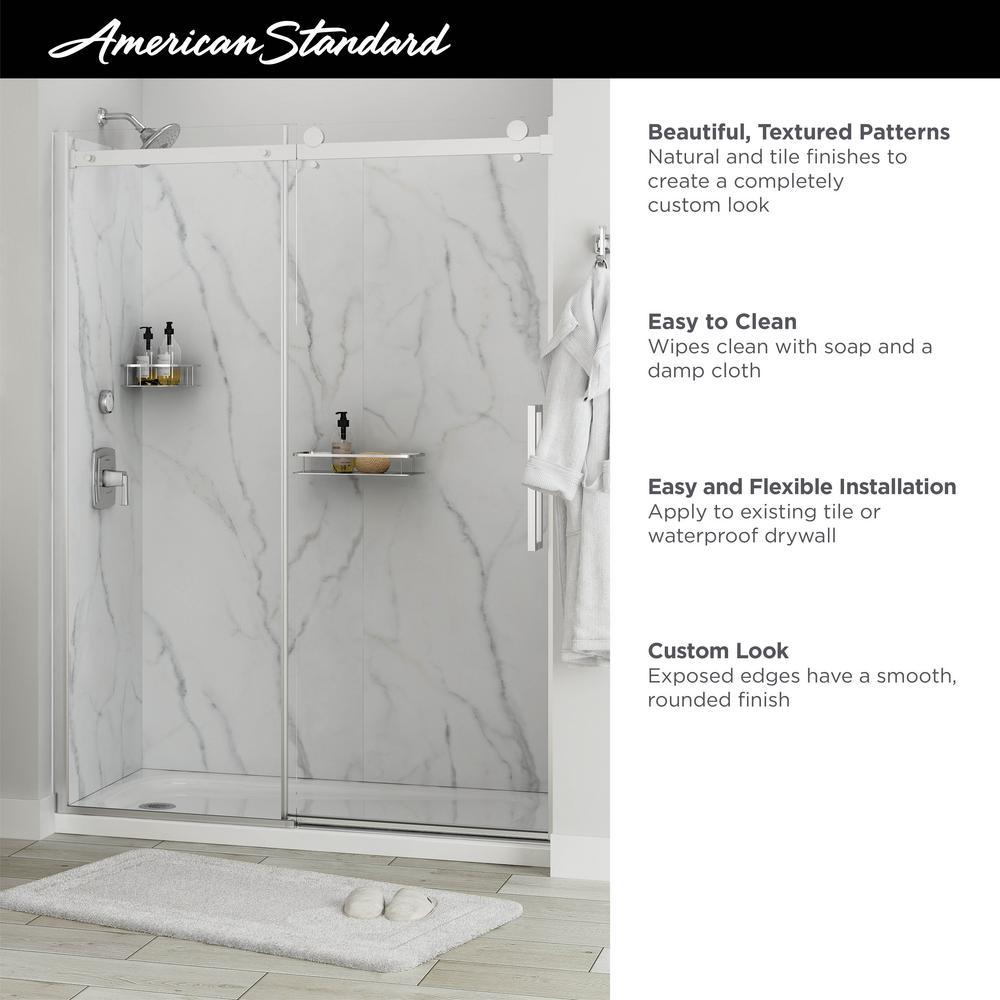 Passage 60 in. x 72 in. 3-Piece Glue-Up Alcove Shower Wall, Door and Base Kit with Right Hand Drain in Serene Marble - Super Arbor