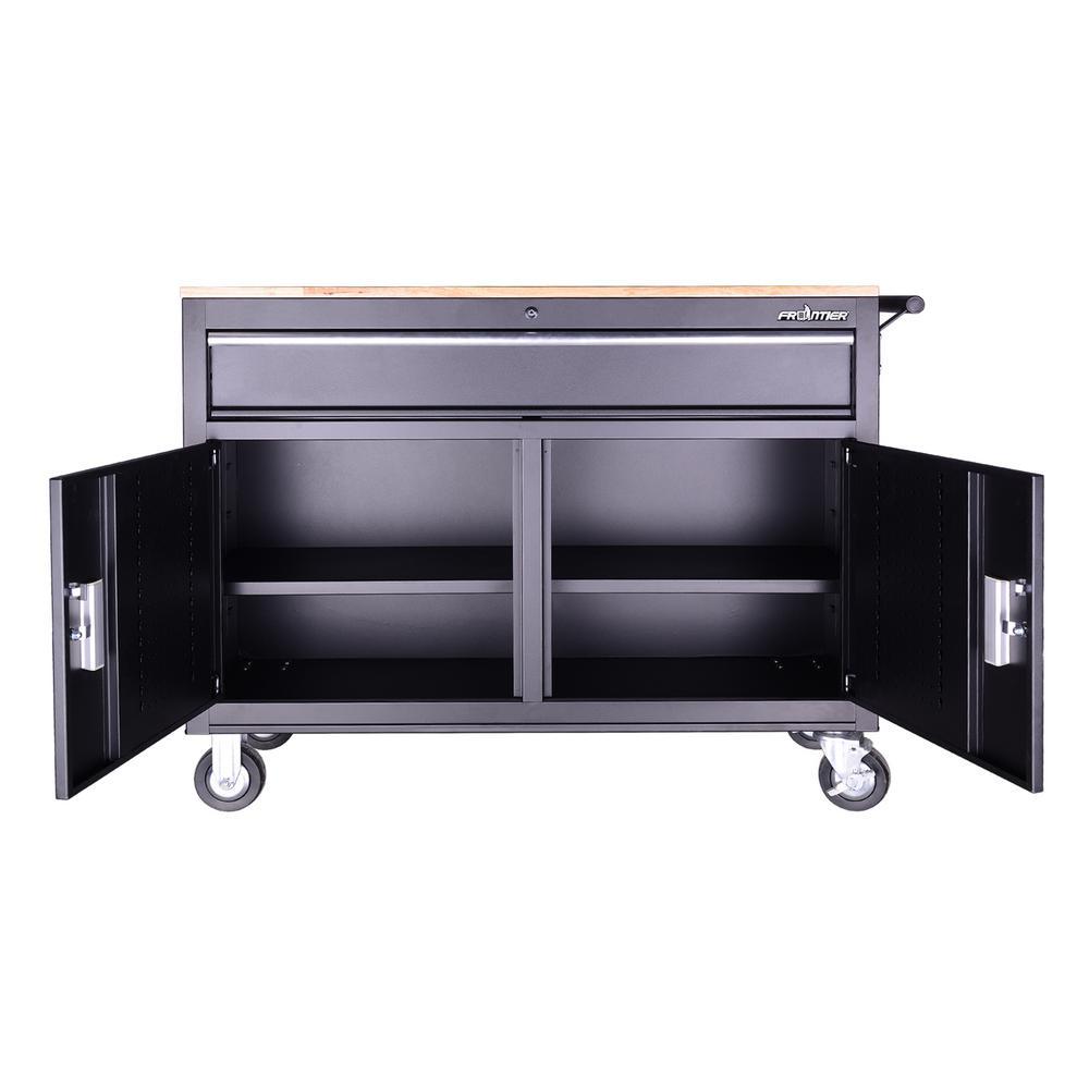 46 in. 1-Drawer Tool Chest Cabinet, Mobile Workbench Station in Black - Super Arbor
