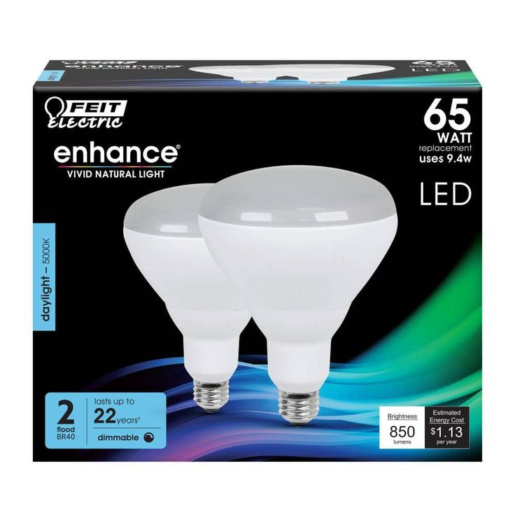 Feit Electric 65-Watt Equivalent BR40 Dimmable CEC Title 20 Compliant LED ENERGY STAR 90+ CRI Flood Light Bulb, Daylight (2-Pack)