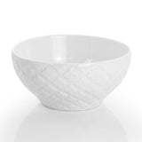 Quilted Eyelet 16 Piece Round Fine Ceramic Dinnerware Set in White