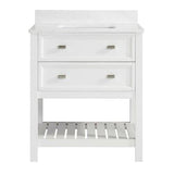 Scott Living Canterbury 30-in White Single Sink Bathroom Vanity with Carrara Engineered Stone Top