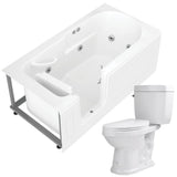 Universal Tubs Step-In 59.6 in. Walk-In Whirlpool Bathtub in White with 1.6 GPF Single Flush Toilet
