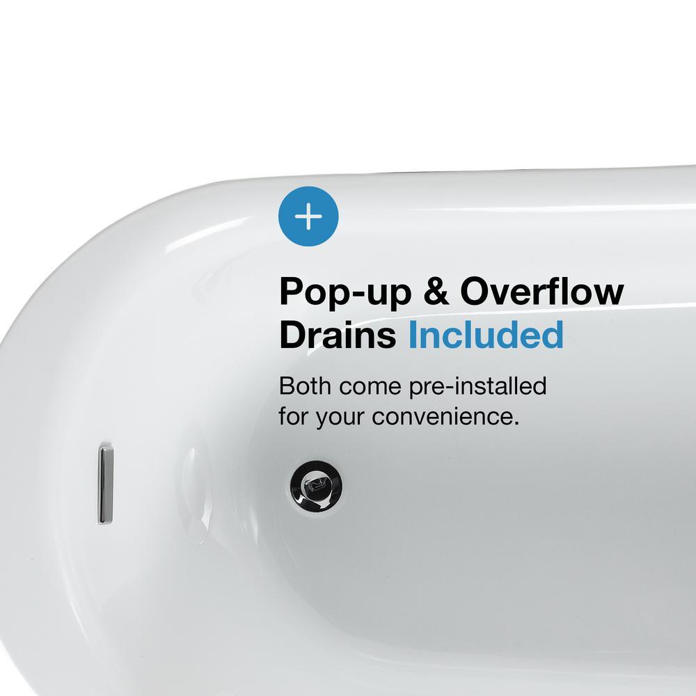Rachel 70 in. Acrylic Slipper Flatbottom Non-Whirlpool Reversible Drain Bathtub in White - Super Arbor