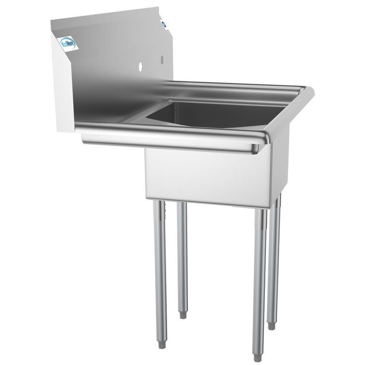 Freestanding Stainless Steel 31 in. 2-Hole Single Bowl Commercial Kitchen Sink