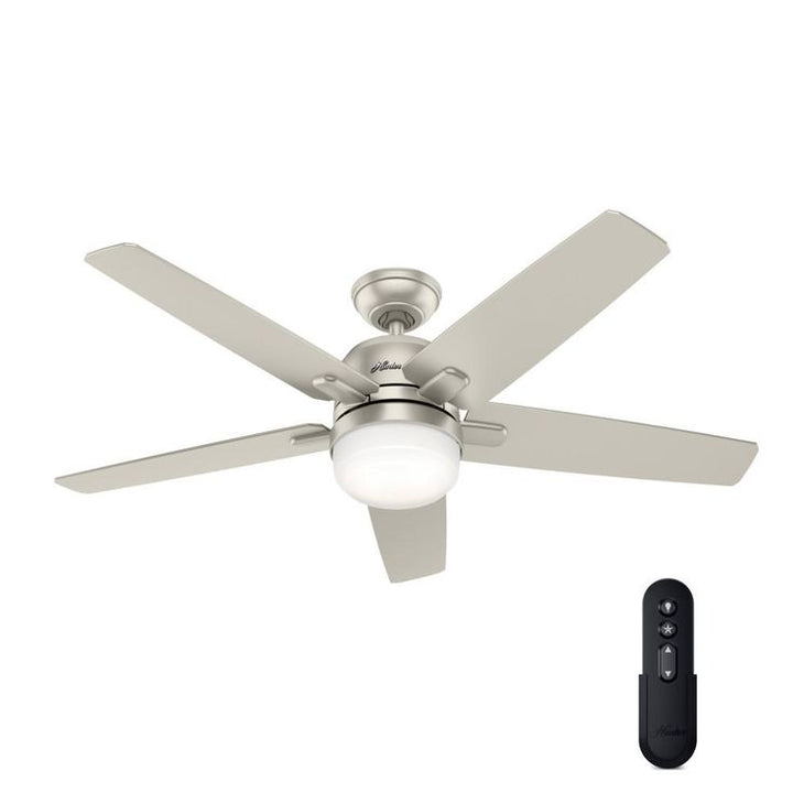 Cavera II 52 in. Indoor Matte Nickel Wifi-Enabled Smart Ceiling Fan with Light Kit & Remote