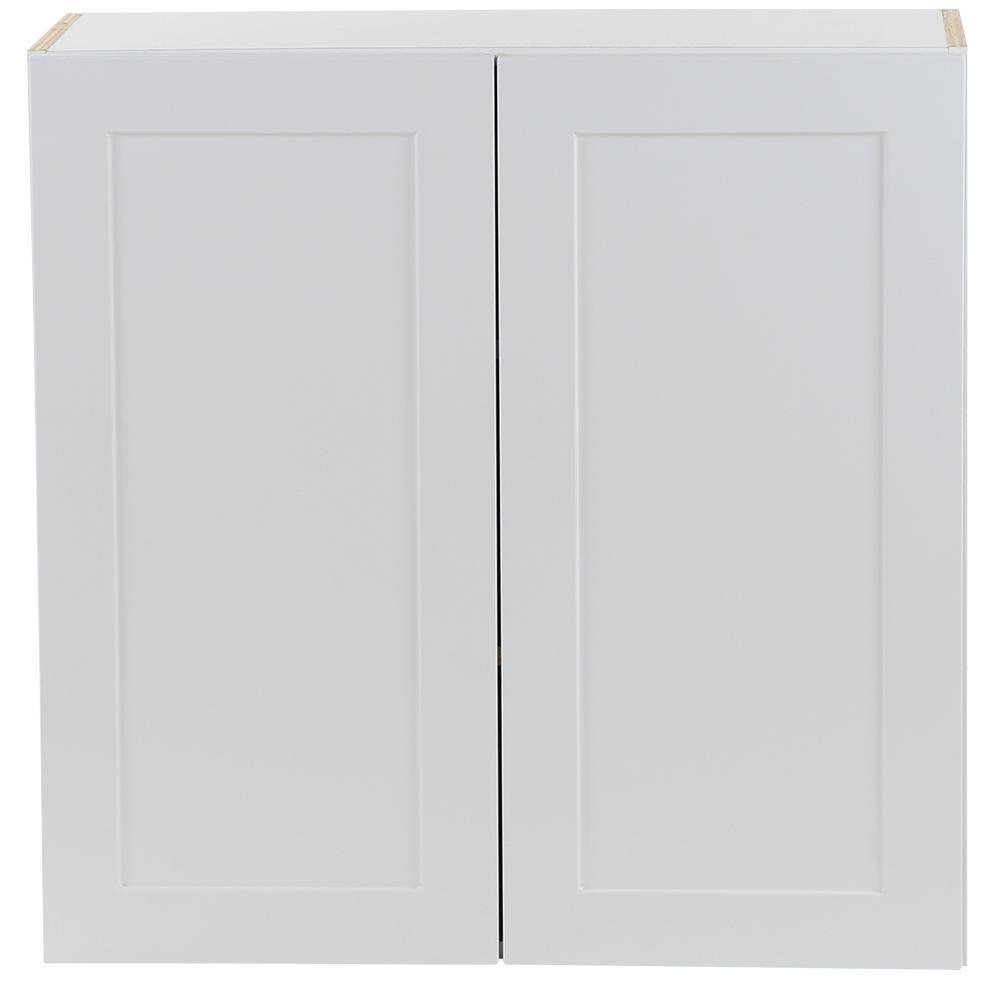 Cambridge Shaker Assembled 27x30x12 in. All Plywood Wall Cabinet with 2 Soft Close Doors in White - Super Arbor