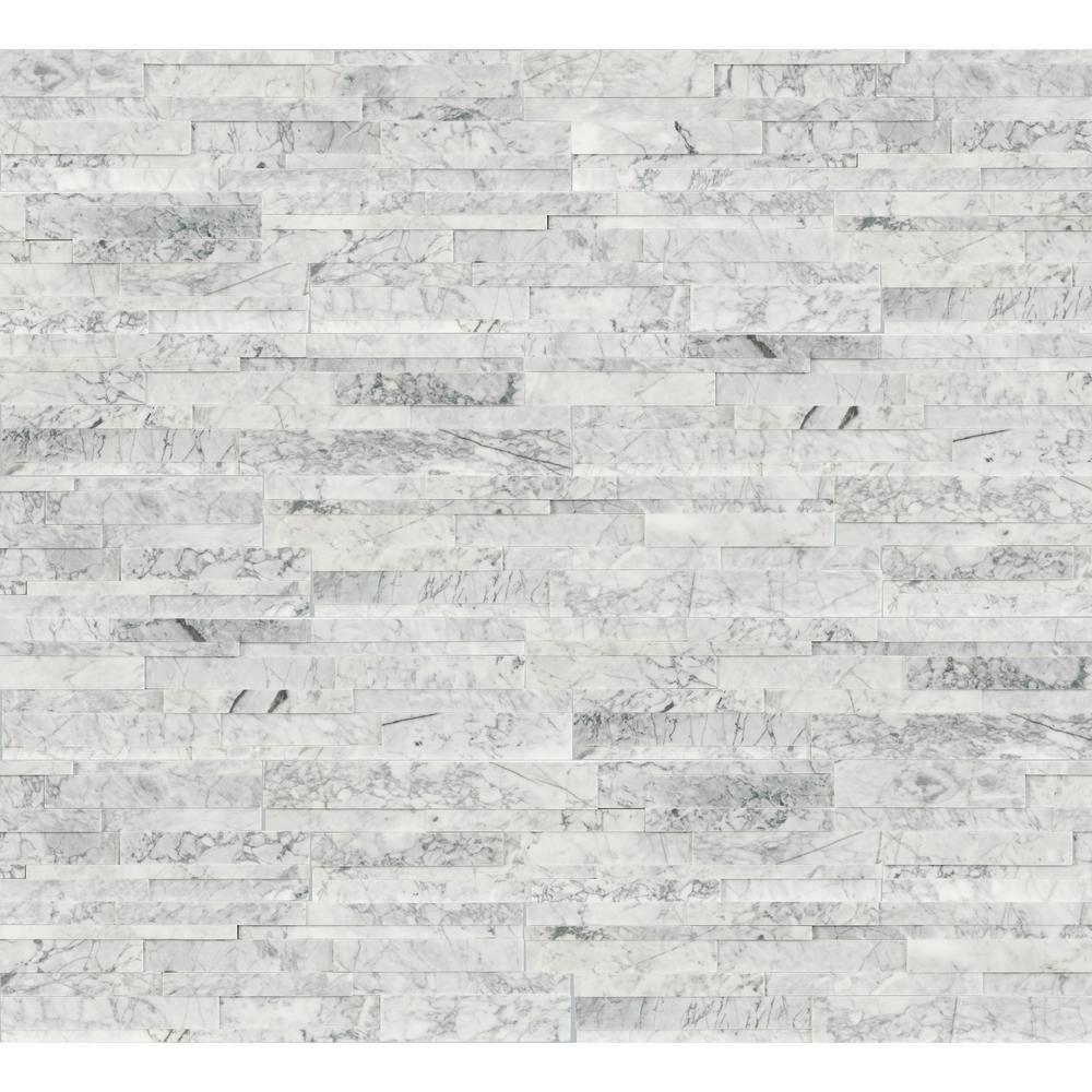 Arctic White 3D Ledger Panel 6 in. x 24 in. Honed Marble Wall Tile (10 cases / 60 sq. ft. / pallet) - Super Arbor