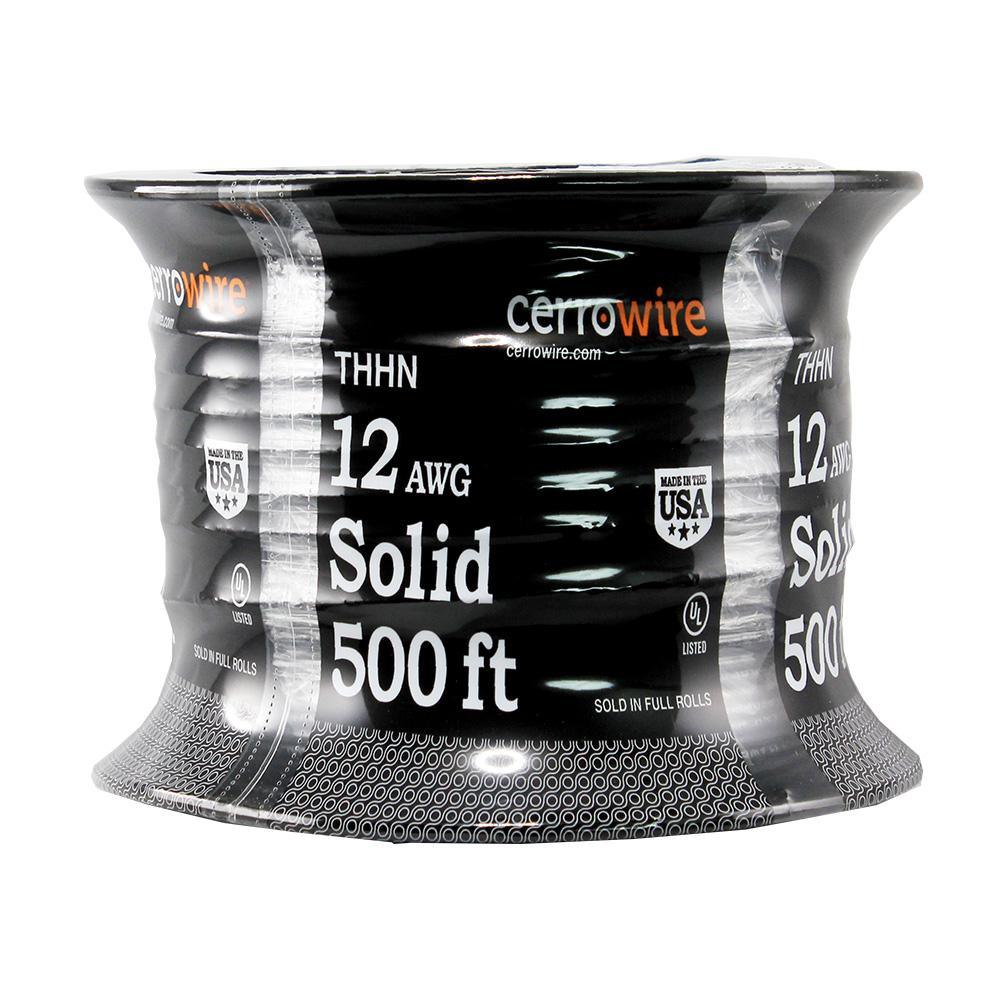 500 ft. 12/1 Black Solid THHN Wire - Super Arbor