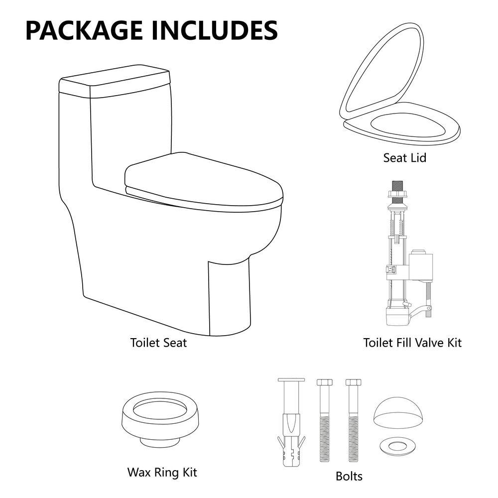 Dual-Flush 1.1 GPF/1.6 GPF Elongated One-Piece Toilet in White Soft Closing Seat High-Efficiency Water Sense - Super Arbor