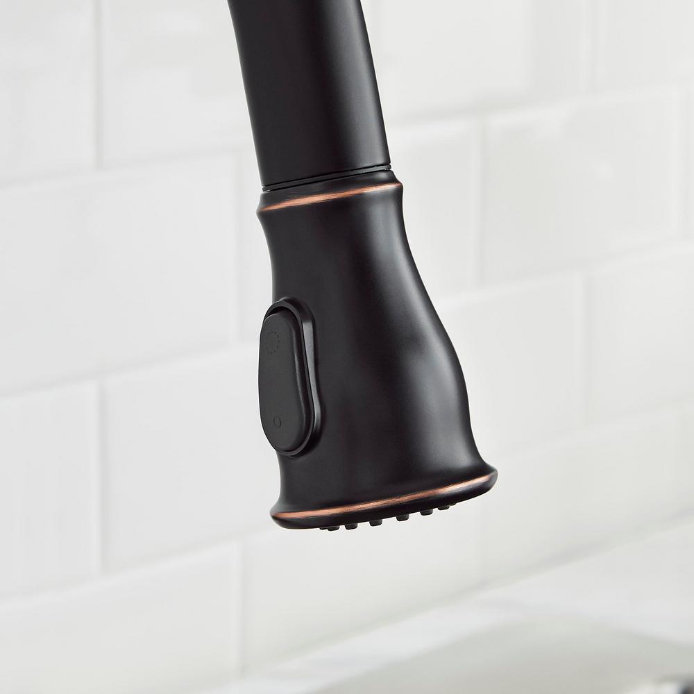 Kagan Single-Handle Pull-Down Sprayer Kitchen Faucet with Soap Dispenser in Bronze - Super Arbor