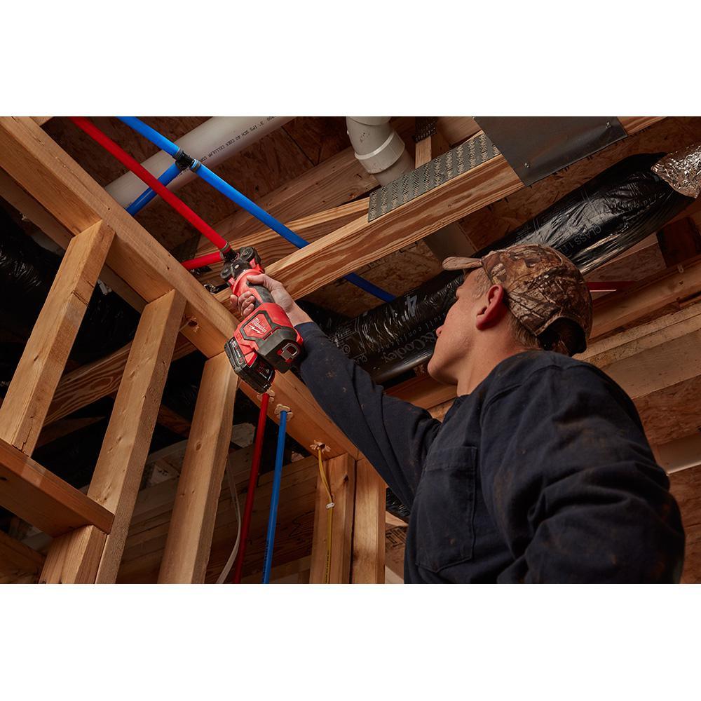 M18 18-Volt Lithium-Ion Cordless Short Throw Press Tool with (3) PEX Crimp Jaws and 2.0 AH Battery - Super Arbor