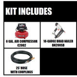 6 Gal. 150 PSI Portable Electric Air Compressor and 18-Gauge Brad Nailer Combo Kit (1-Tool) - Super Arbor
