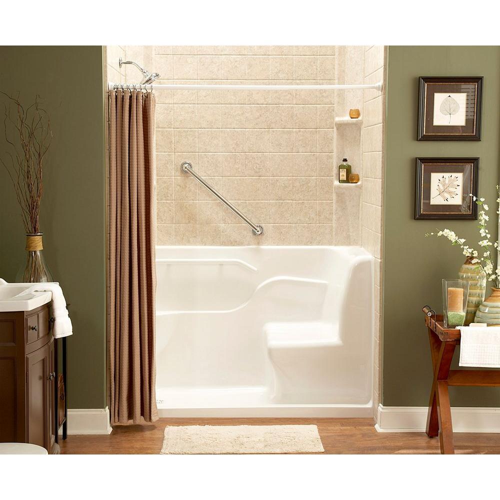 5 ft. Right Drain Seated Shower in White - Super Arbor
