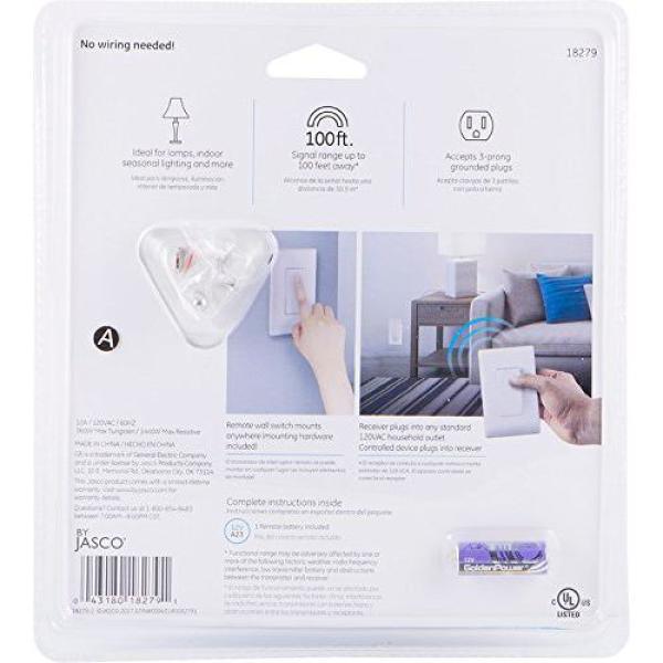 Wireless Remote Wall Switch Light Control with Grounded Outlet Receiver - Super Arbor
