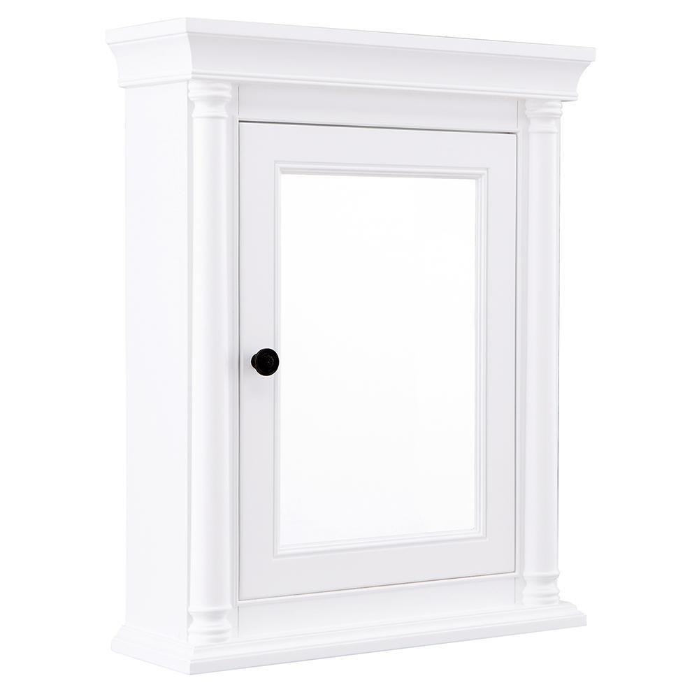 Strousse 24 in. W x 30 in. H Surface Mount Mirrored Medicine Cabinet in White - Super Arbor