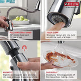 Delta Cason Spotshield Stainless 1-Handle Deck-Mount Pull-Down Handle Kitchen Faucet (Deck Plate Included)