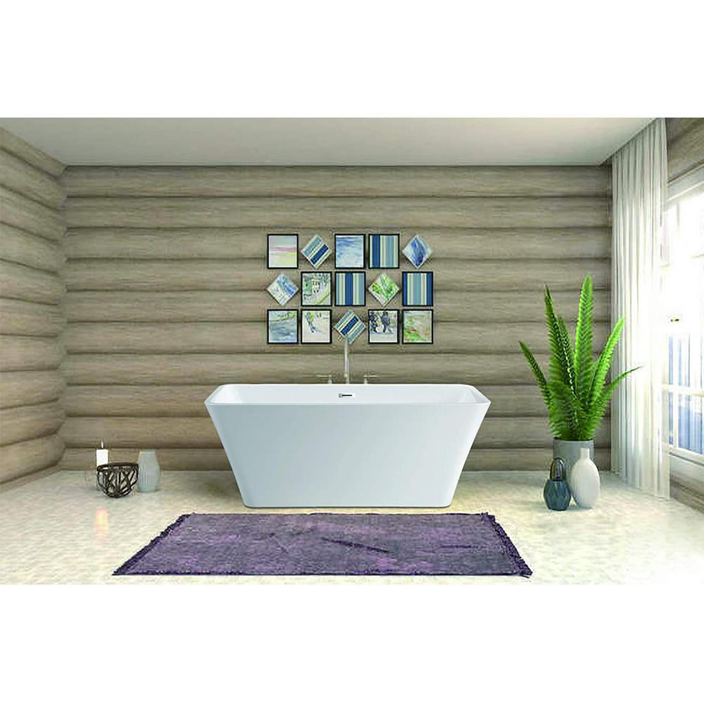 Nantes 67 in. Acrylic Flatbottom Freestanding Bathtub in White - Super Arbor