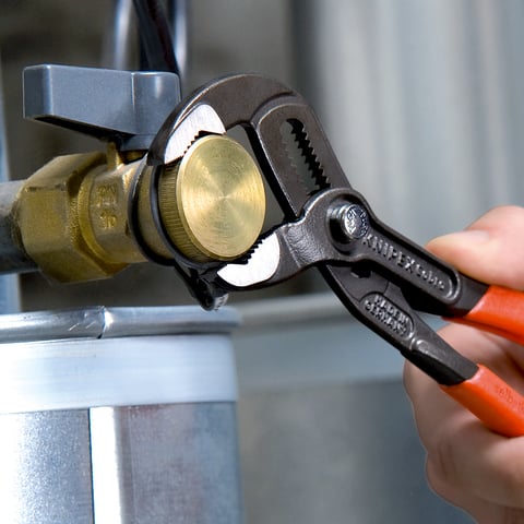 KNIPEX Cobra High-Tech Water Pump Pliers, 7.25 in (180 mm) with V-Jaw and Tether Attachment