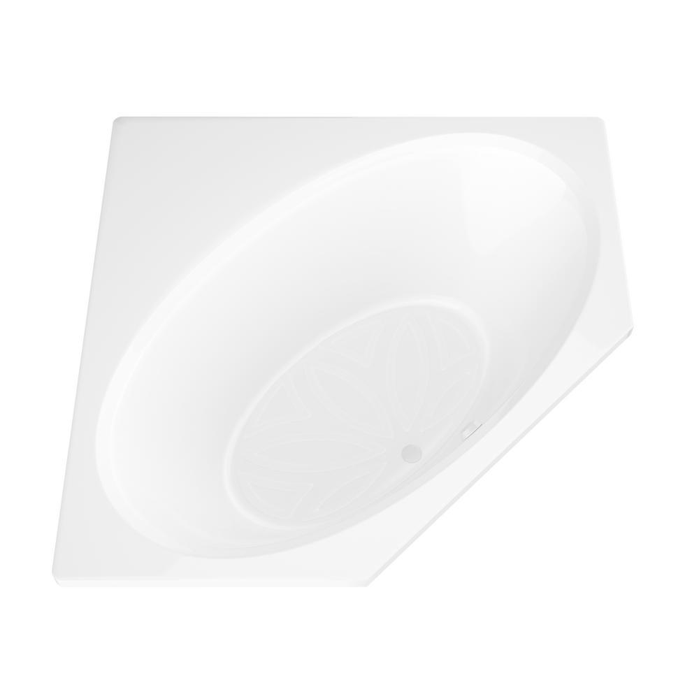 Mali 5 ft. Acrylic Center Drain Corner Drop-in Non-Whirlpool Bathtub in White - Super Arbor