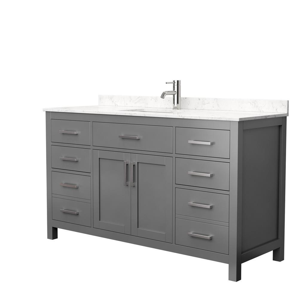 Beckett 54 in. W x 22 in. D Single Vanity in White with Cultured Marble Vanity Top in Carrara with White Basin - Super Arbor