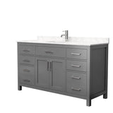 Beckett 54 in. W x 22 in. D Single Vanity in White with Cultured Marble Vanity Top in Carrara with White Basin - Super Arbor