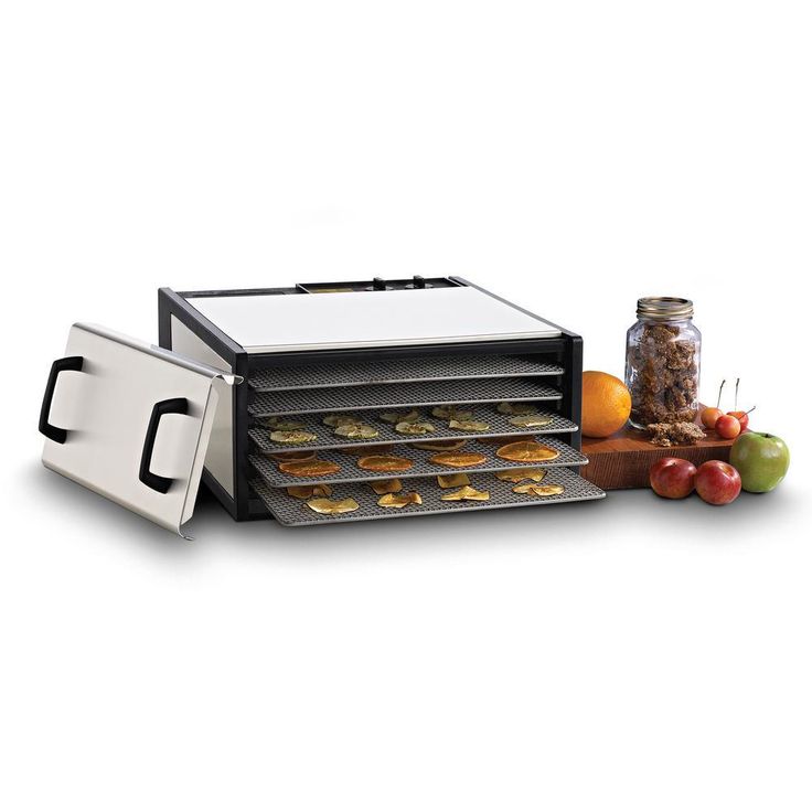 5-Tray Silver Electric Food Dehydrator Features 26-Hour Timer Temperature Settings and Automatic Shut Off