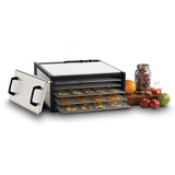 5-Tray Silver Electric Food Dehydrator Features 26-Hour Timer Temperature Settings and Automatic Shut Off