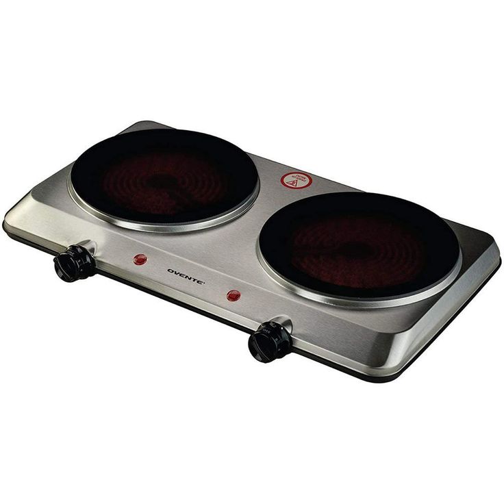 Double Burner 7.5 in. Silver Hot Plate with Temperature Control and Non-Slip Feet